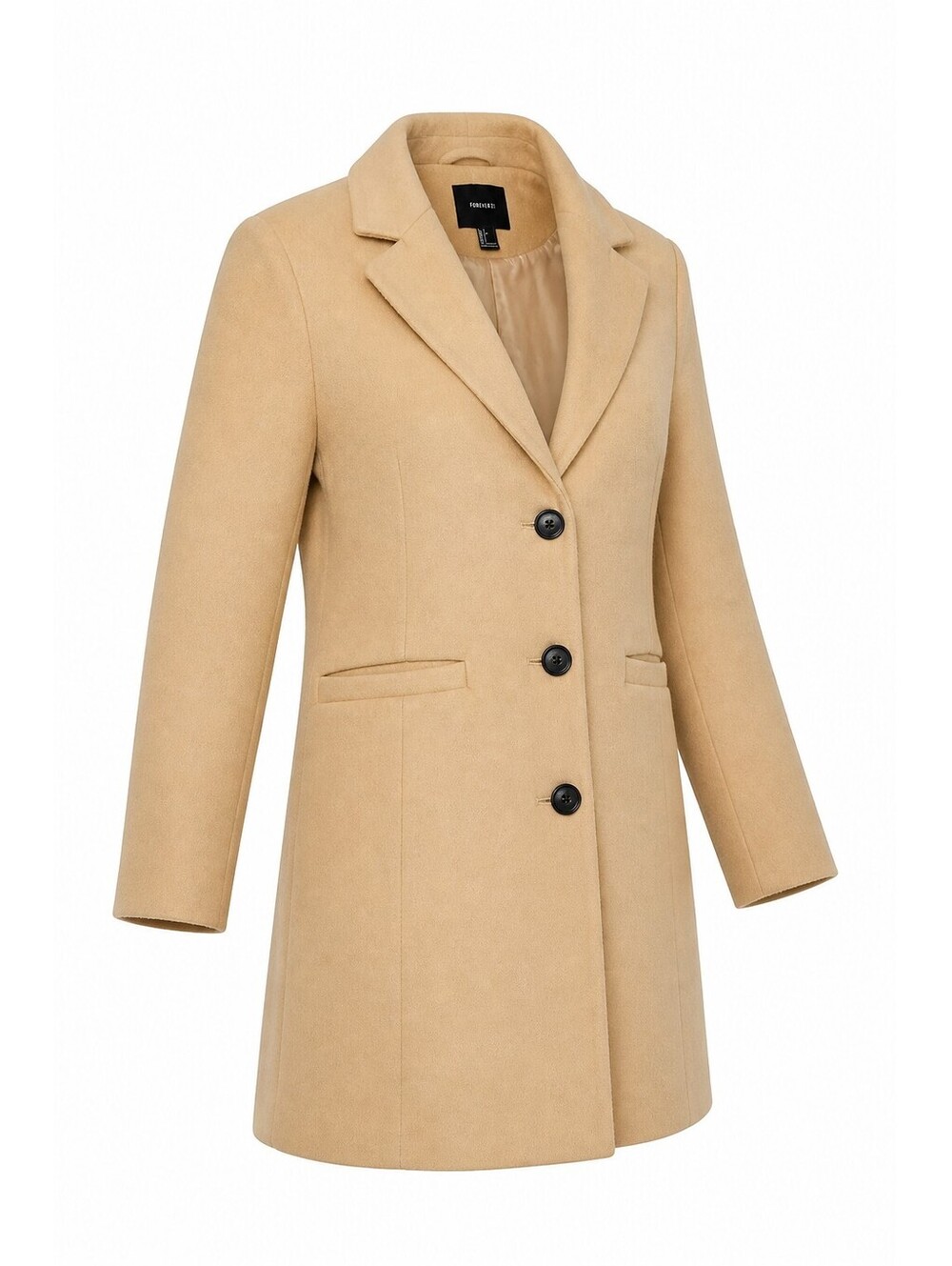 Forever 21 Camel Coat Women’s Medium Fully Lined Classic Button Front  LG